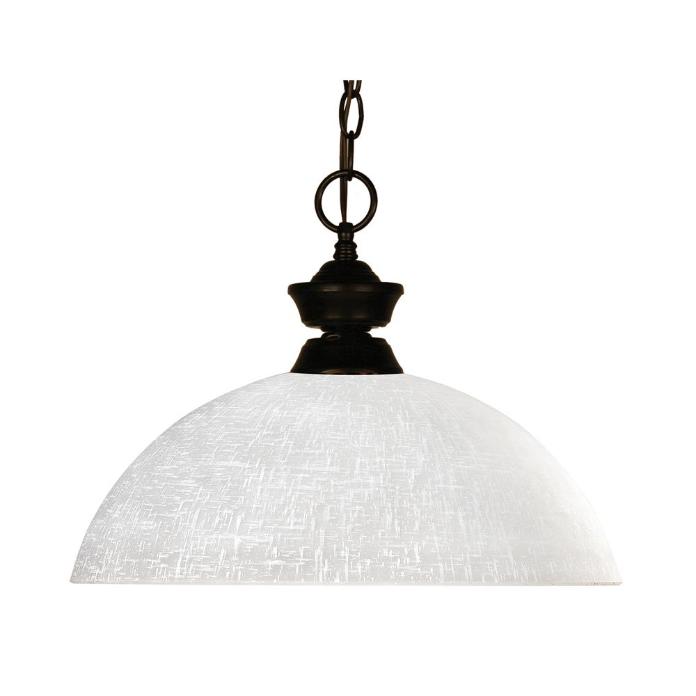 Z-Lite 100701BRZ-DWL14 1 Light Pendant in Bronze with a White Linen Shade